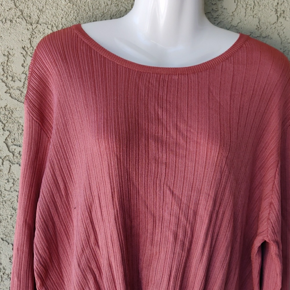 Umgee front knot slit sleeved Kendall sweater top - Picture 2 of 8